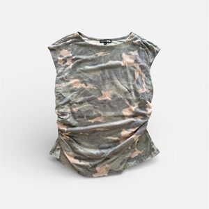 Fashion Nova Camouflage Ruched Top, XL